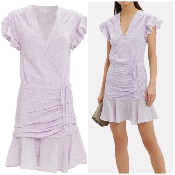Veronica Beard / Marla Dress ruched floral wrap dress purple 2